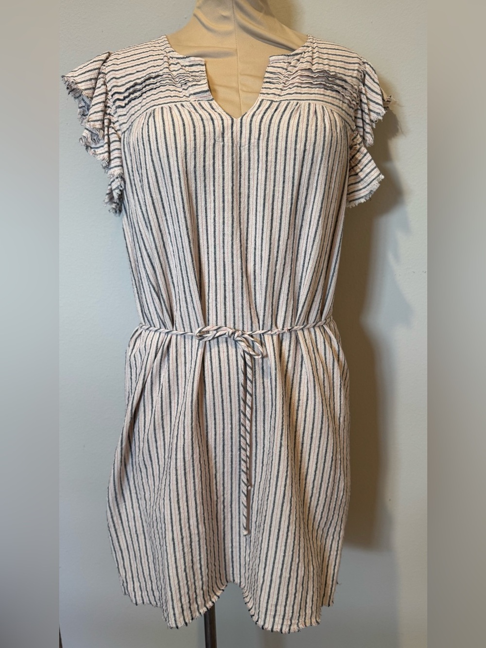 SAM & LAVI Women’s Beach Ruffle Sleeve Striped Pullover Mini Sundress Size Small